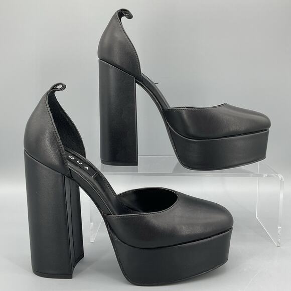NEW Aqua Women’s Lisa Leather Platform Heels Black Size 9M - Picture 1 of 10